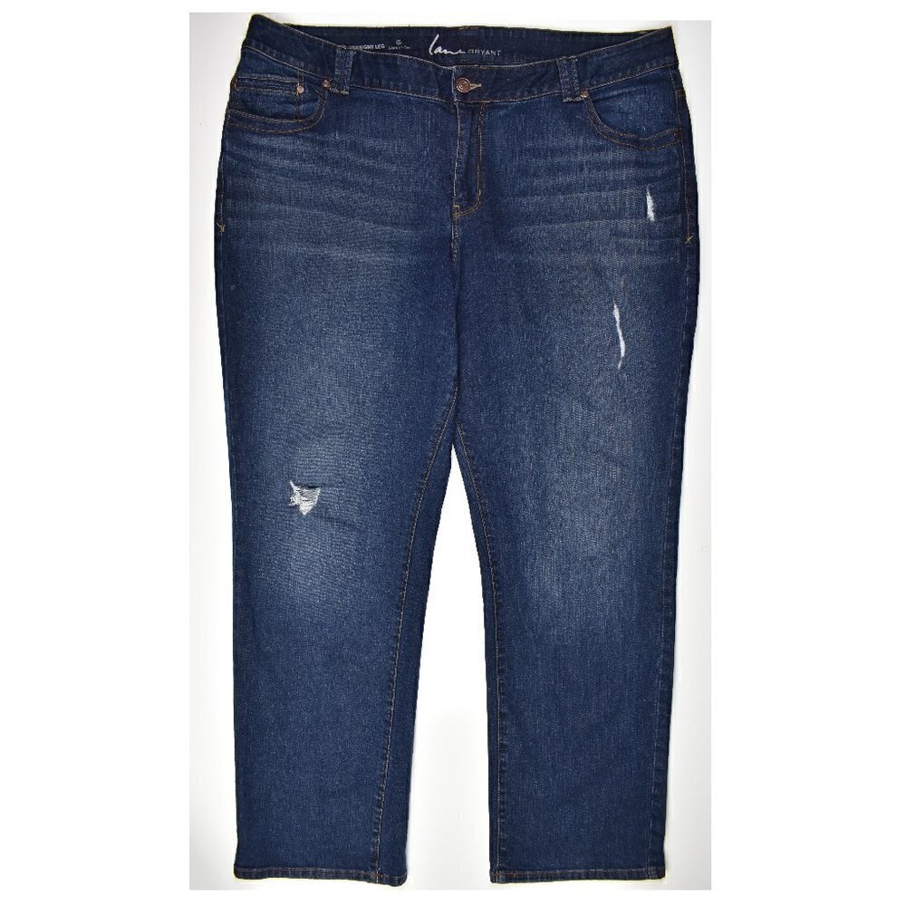 Lane Bryant Straight Leg Distressed Genius Fit Jeans 24